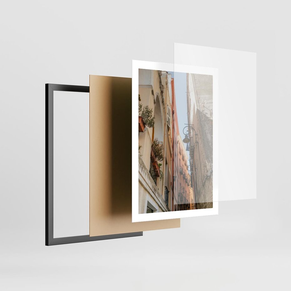 Plakat w ramie 50x70 - Włoskie uroki - włoskie, uliczki - rama czarna