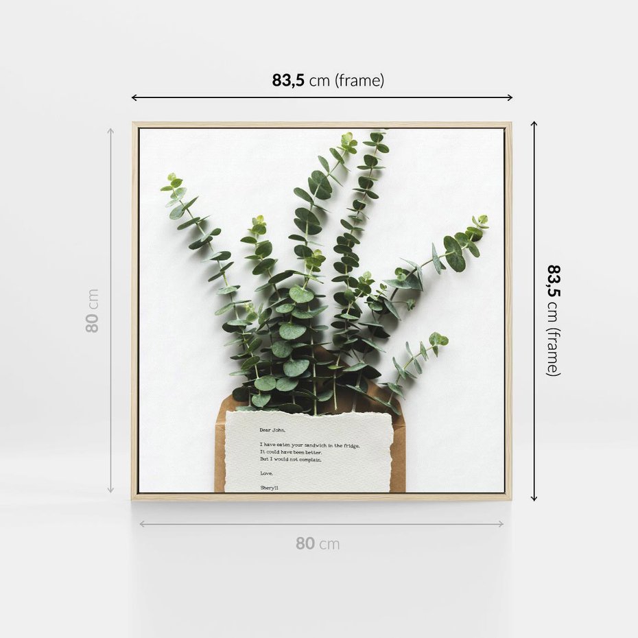 Obraz w ramie 80x80 - Eukaliptusowa harmonia - eukaliptus, liście - rama drewno