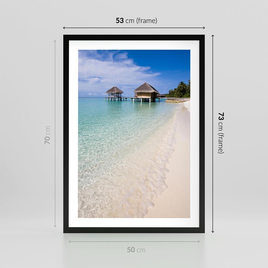 Plakat w ramie 50x70 - Rajski klimat plaży tropikalnej - plaża, tropiki - rama czarna