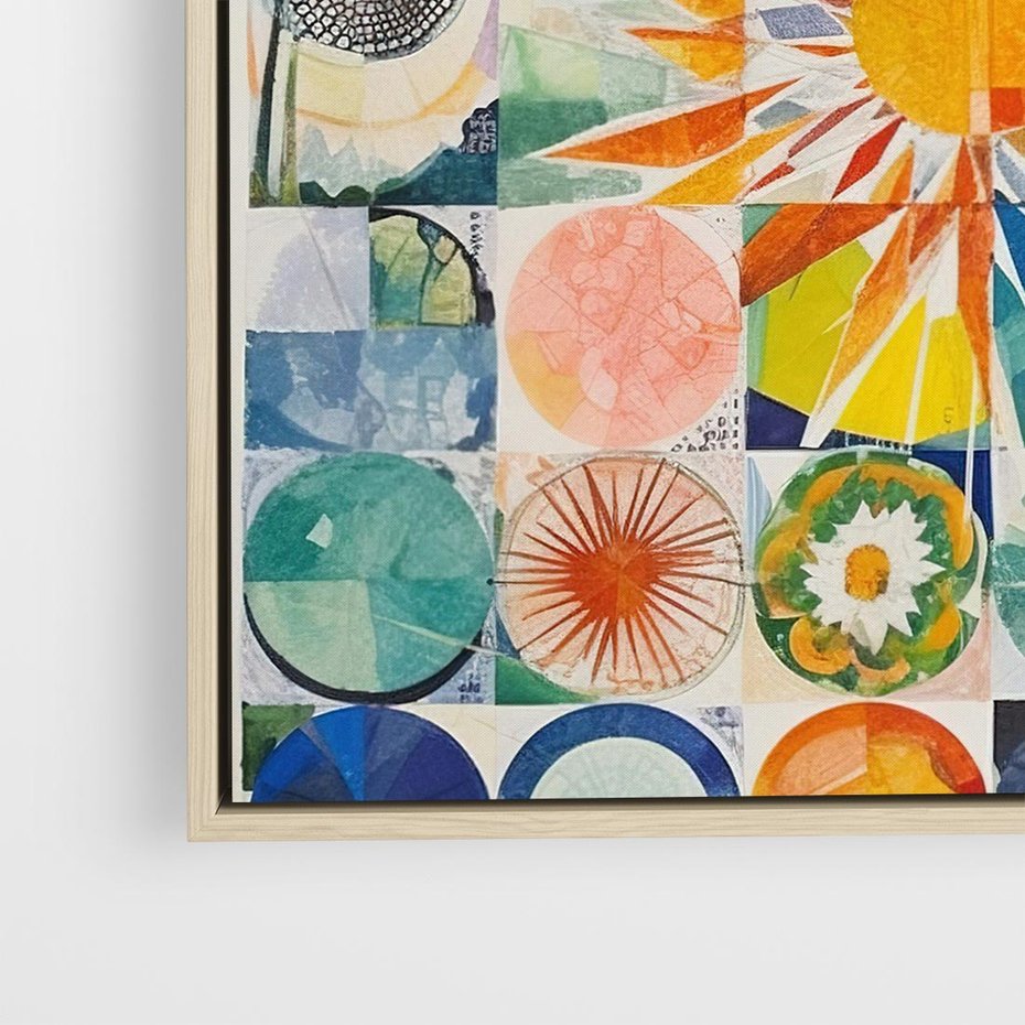 Obraz w ramie 80x80 - Rozkwitające Wzory Abstrakcji - abstrakcyjny obraz, mnogość kolorów - rama drewno