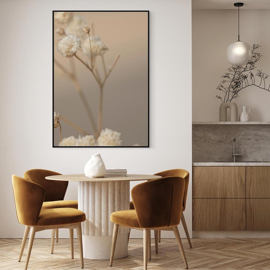 Obraz w ramie 70x100 - Subtelna gipsówka - gipsówka, suche - rama czarna