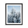 Plakat w ramie 40x50 - Magia Śnieżnych Drzew - zima, iglaste drzewa - rama czarna