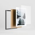Plakat w ramie 30x40 - Zimowa Przyroda: Rzeka, Góry i Śnieg - zima, rzeka - rama czarna