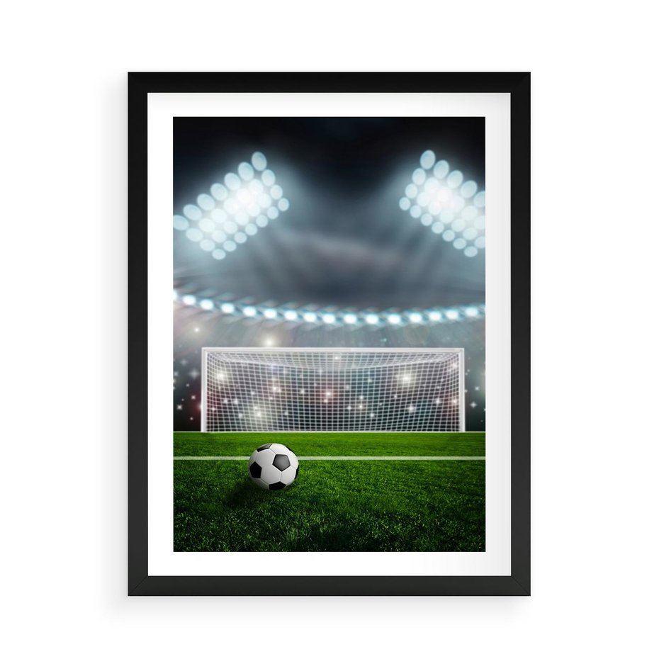 Plakat w ramie 50x70 - Strzał do bramki - piłka, nożna - rama czarna