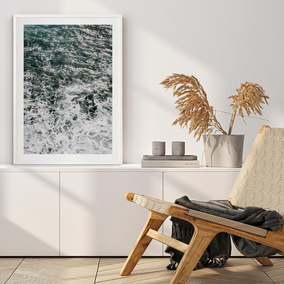 Plakat w ramie 50x70 - Sztormowa Przygoda - morze, ocean - rama biała