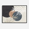 Obraz w ramie 70x50 - Symfonia skradzionych chwil - cienie liści palmy, beżowe tłó - rama czarna