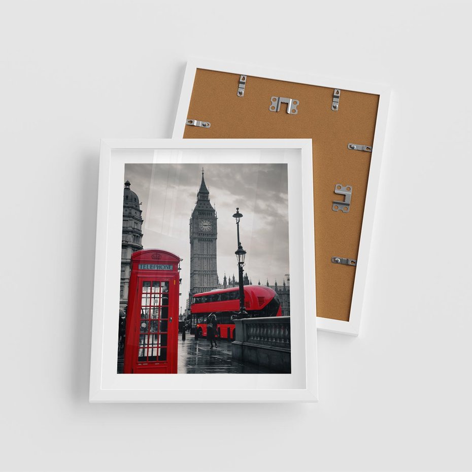 Plakat w ramie 40x50 - Londyński Klimat Telefoniczny - Londyn, telefon - rama biała