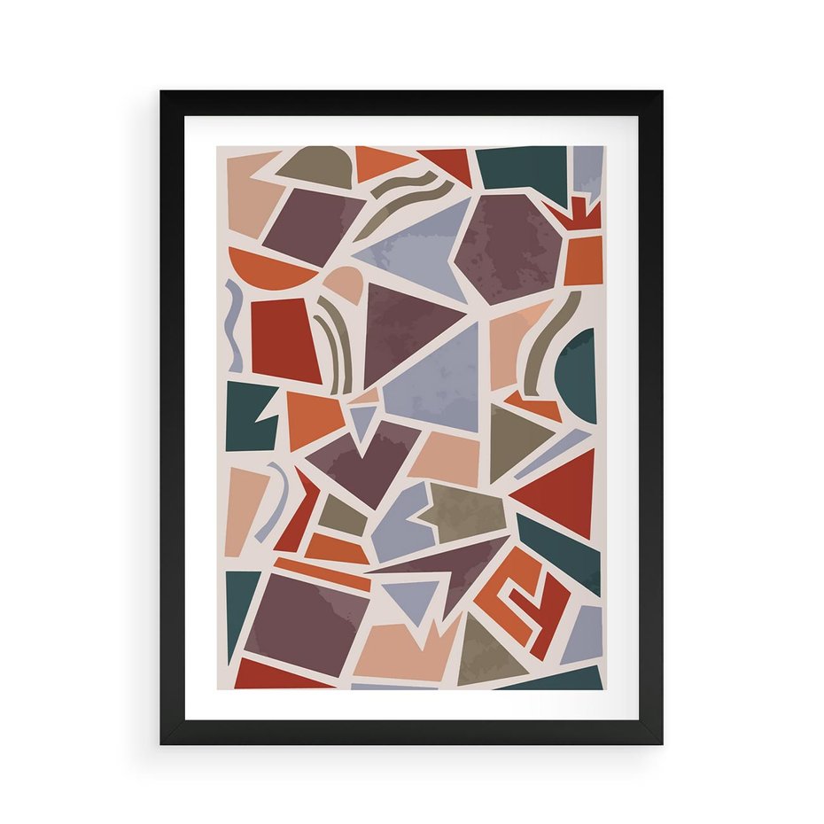 Plakat w ramie 50x70 - Intrygujące Rozbicie - gemoetryczne kształty, mozaika - rama czarna
