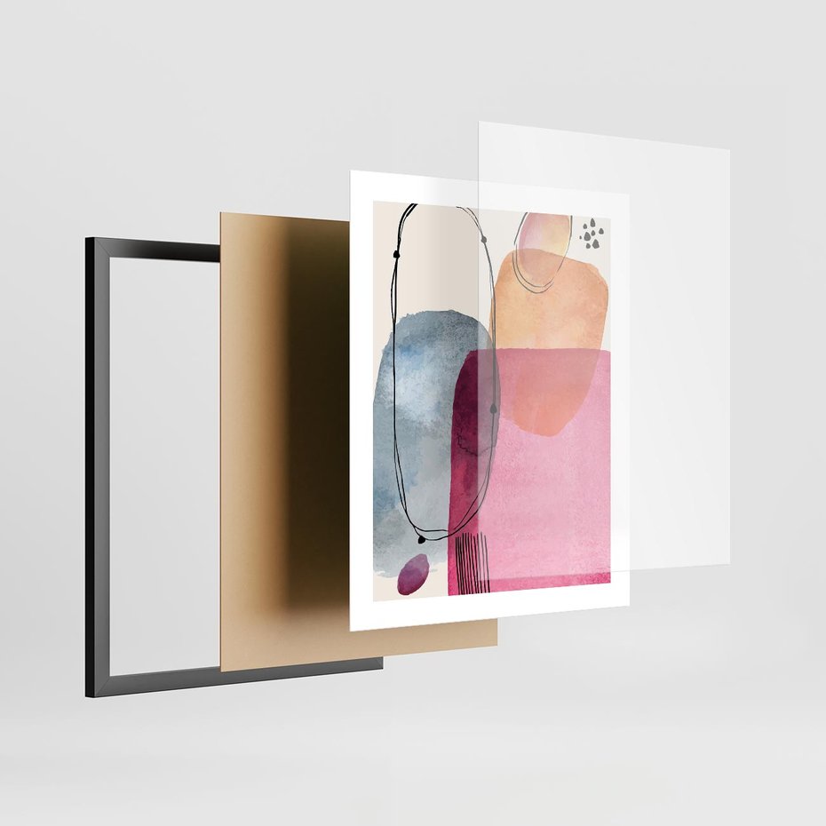 Plakat w ramie 40x50 - Kolorowe Pastelowe Spektrum - kolorowe pastelowe plamy, rozmyte żywe kolory - rama czarna