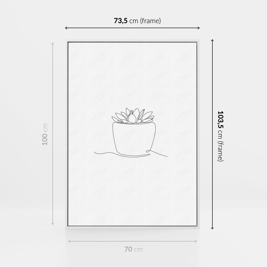 Obraz w ramie 70x100 - Rozkwitające Echa - szkic, minimalizm - rama biała