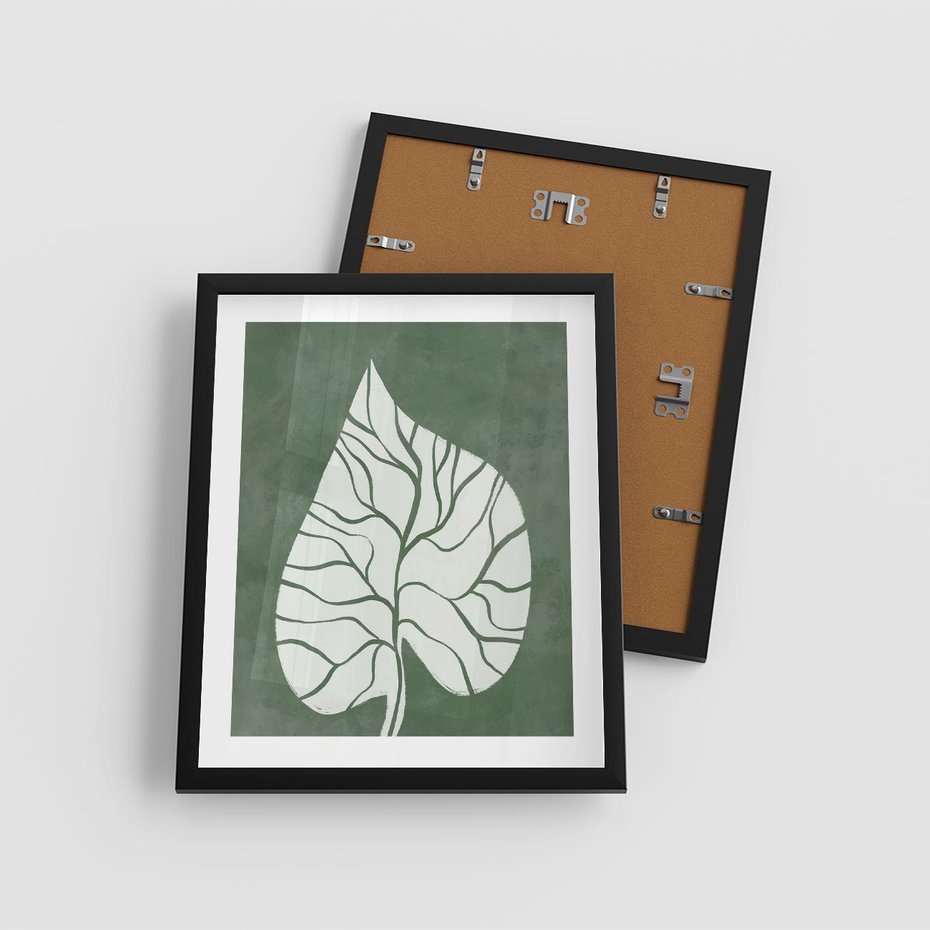 Plakat w ramie 40x50 - Migotliwe Wnętrze Zieleni - zielony plakat, roślinne motywy - rama czarna