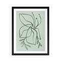 Plakat w ramie 50x70 - Energetyczne Odrodzenie Natury - abstrakcyjne delikatne zielone linie, podobne do gałęzi kwiatów - rama czarna