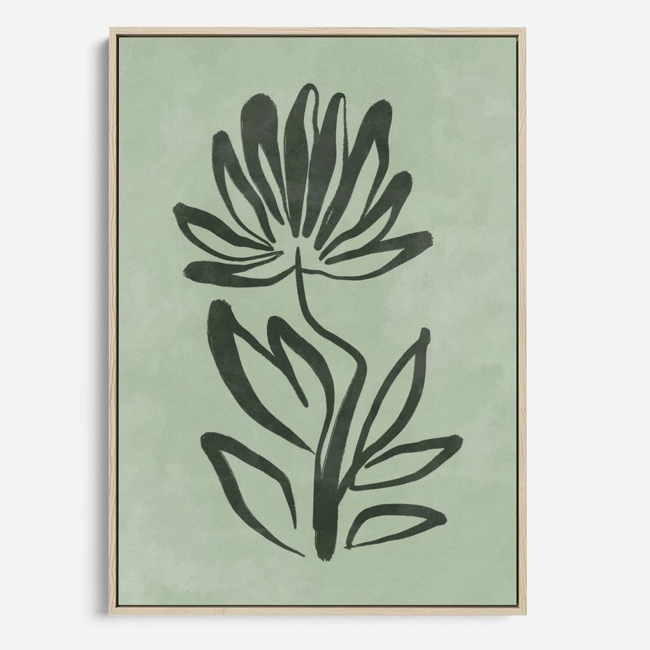 Obraz w ramie 70x100 - Zieleń Wyjątkowego Ukojenia - zielona abstrakcja, zgaszona zieleń - rama drewno