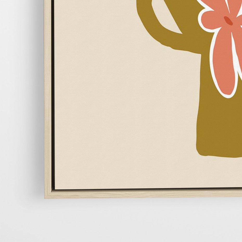 Obraz w ramie 50x70 - Rozbijające Formy - abstrakcyjny plakat, kwiaty na wazonie - rama drewno
