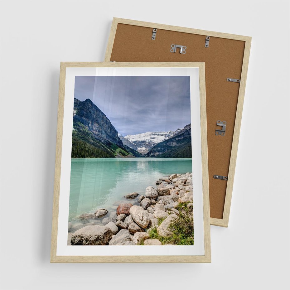 Plakat w ramie 50x70 - Górskie jezioro - spokój i piękno - jezioro, górskie - rama drewno