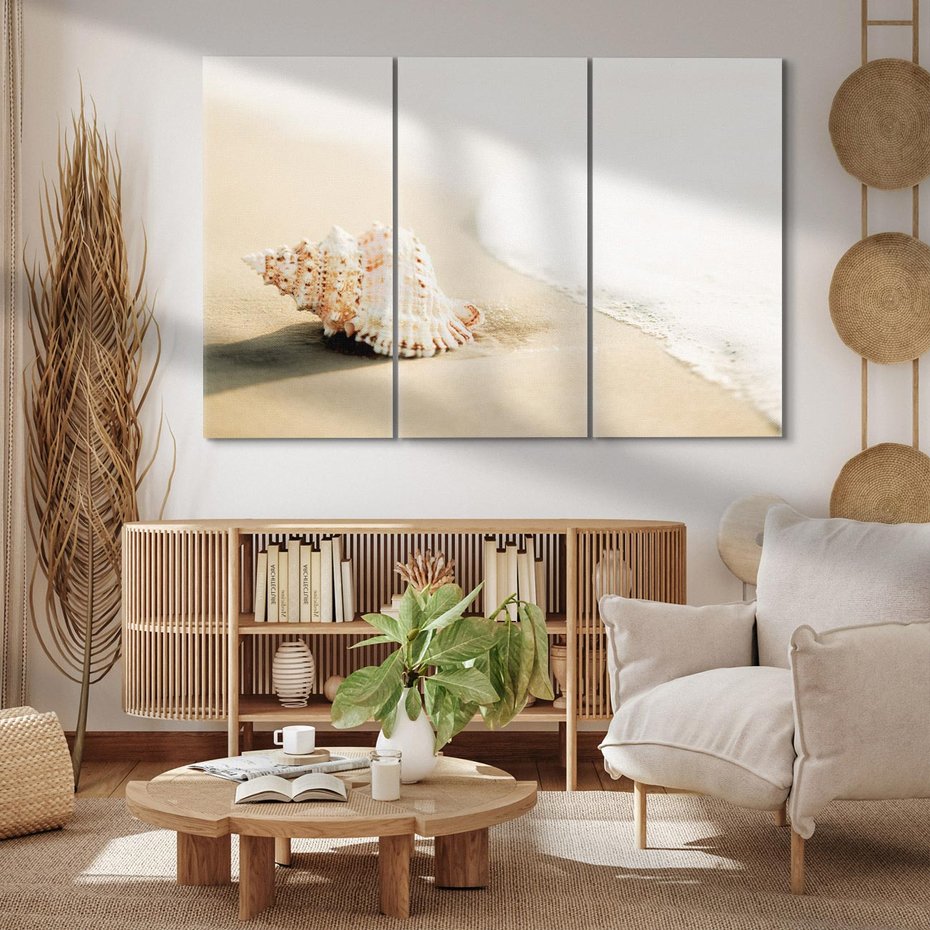 Obraz na płótnie 120x80 - Urok plażowej muszelki - fotografia, muszla na plaży