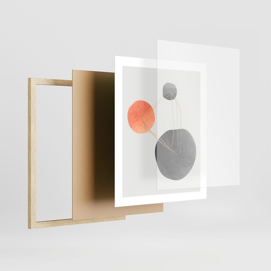 Plakat w ramie 40x50 - Złoty Blask Abstrakcji - abstrakcja, nowoczesny plakat - rama drewno