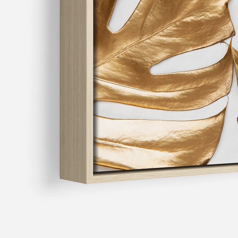 Obraz w ramie 70x50 - Siła Natury - złote, liście - rama drewno