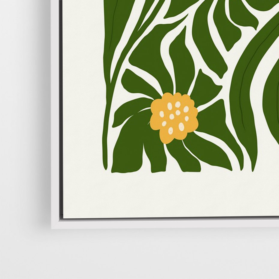 Obraz w ramie 80x120 - Spojrzenie wgłąb roślinnego świata - abstrakcyjne kwiaty, kompozycja - rama biała