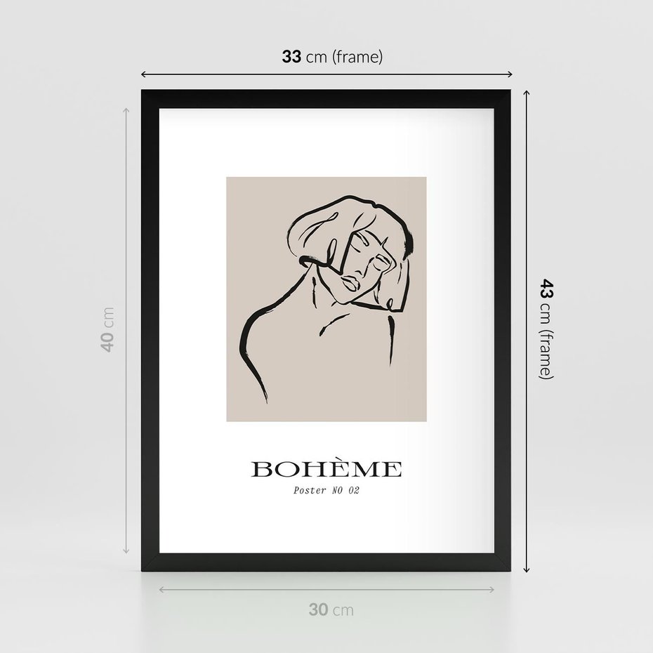 Plakat w ramie 30x40 - Echa Nieznanych Konturów - boho plakat, typografia - rama czarna