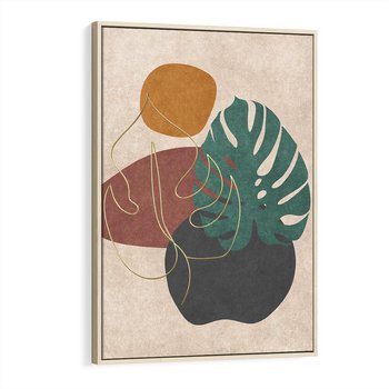 Obraz w ramie 80x120 - Akwarelowa Magia Liści - grafika, styl mid century - rama drewno