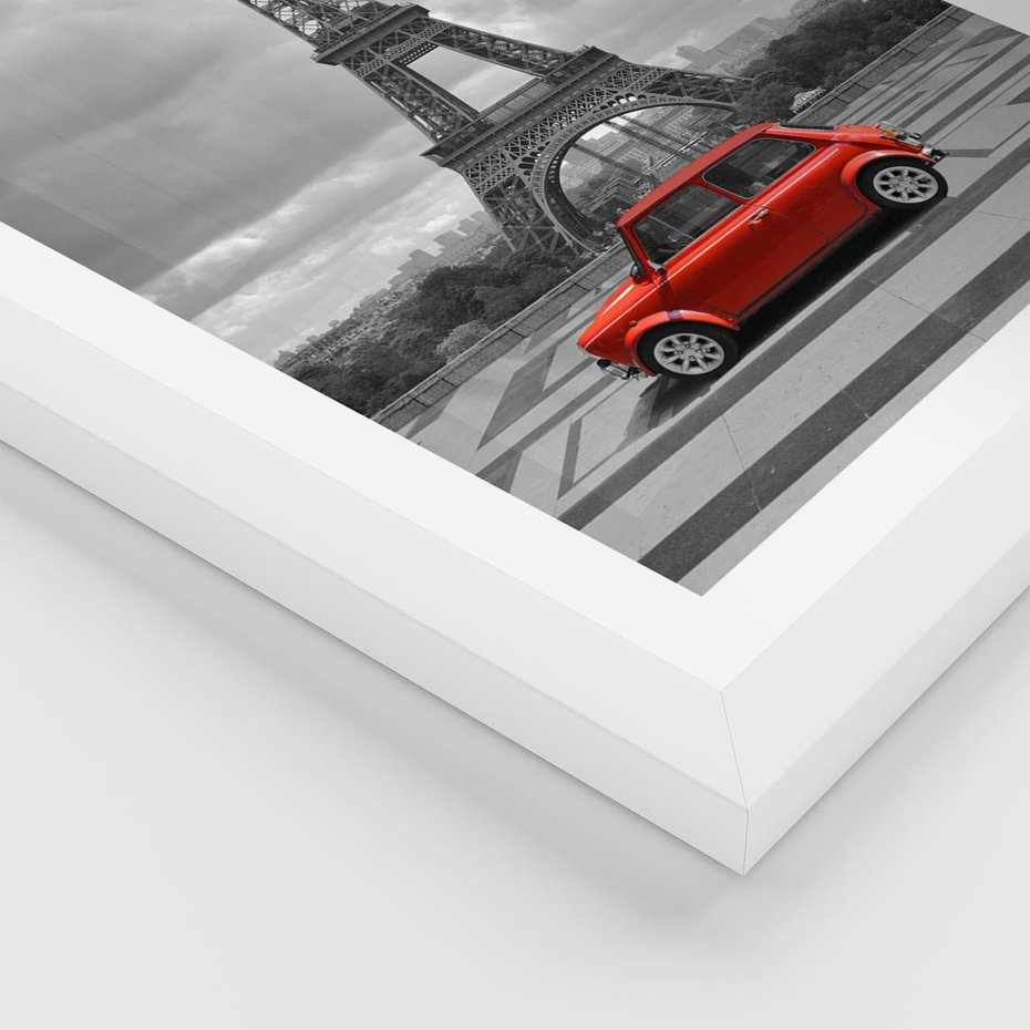 Plakat w ramie 40x50 - Paryż z wieżą Eiffla w tle - Paryż, Eiffla - rama biała