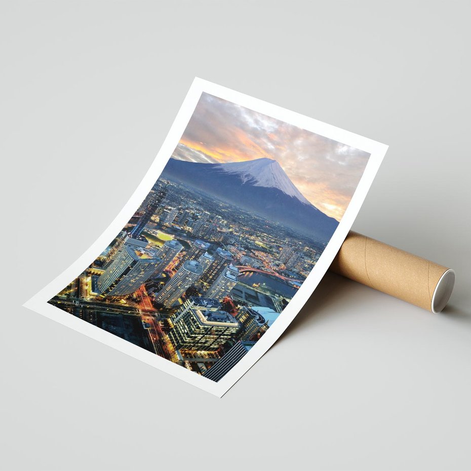 Plakat bez ramy 50x70 - Miasto na Górnym Horyzoncie - miasto, góry