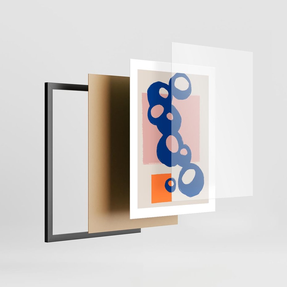 Plakat w ramie 30x40 - Migocące Plamiste Echa - abstrakcja, nowoczesny plakat - rama czarna