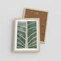 Plakat w ramie 30x40 - Zielone Wielkości: Zbliżenie Liścia - zbliżenie duz liść, jasna zieleń - rama drewno