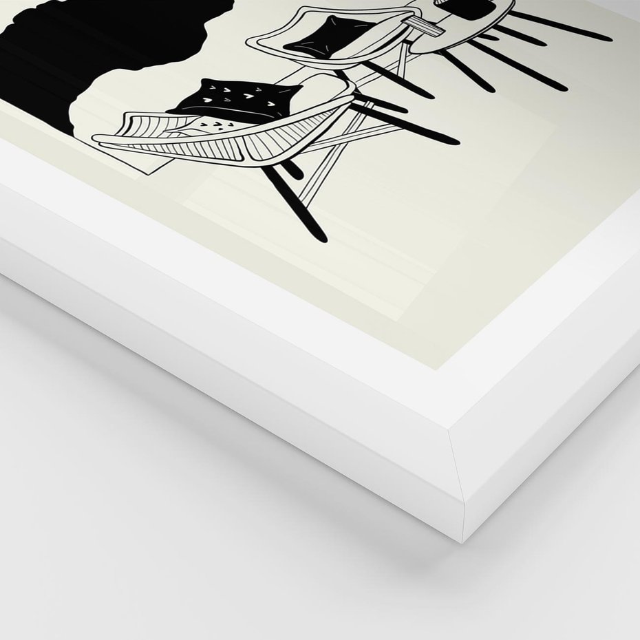 Plakat w ramie 40x50 - Boho Elegancja - boho wnętrze, salon - rama biała