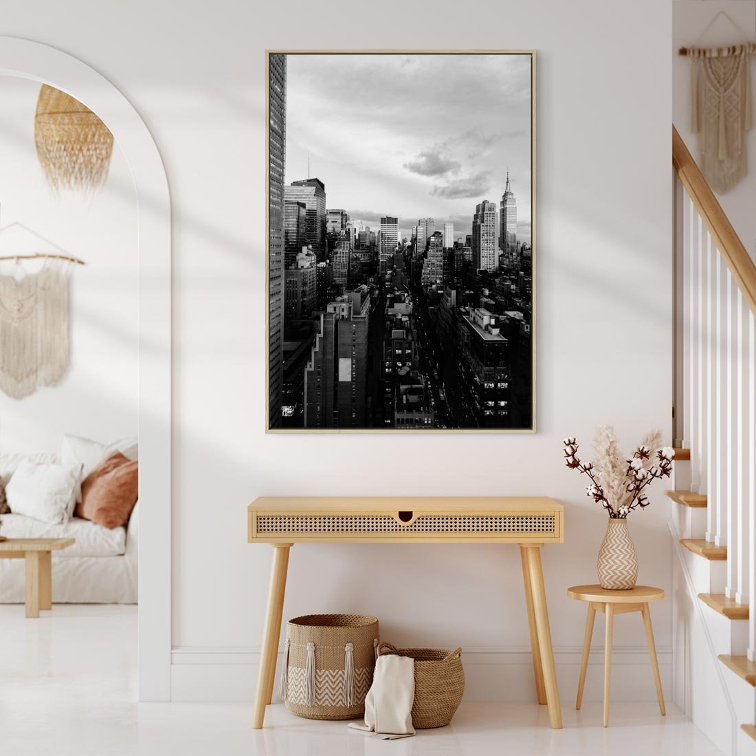 Obraz w ramie 50x70 - Wibracje Miejskiego Życia - miasto, wieżowce - rama drewno