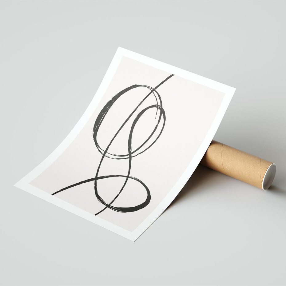 Plakat bez ramy 30x40 - Zaklęte Linie - abstrakcyjne szkicowane linie, minimalizm