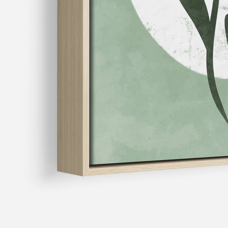 Obraz w ramie 70x100 - Kształty Zielonego Ukojenia - zielony plakat, roślinne motywy - rama drewno