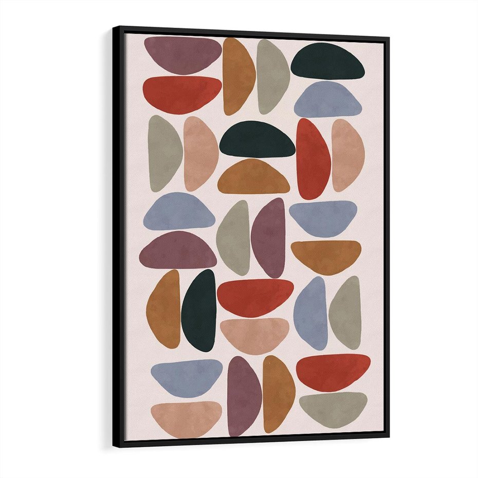 Obraz w ramie 50x70 - Kolorowe Echo Boho - abstrakcyjny obraz, geometryczna kompozycja - rama czarna