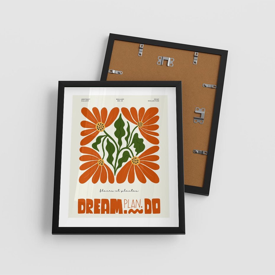 Plakat w ramie 40x50 - Księga Abstrakcji - sztuka nowoczesna, kolorowe kwiaty - rama czarna