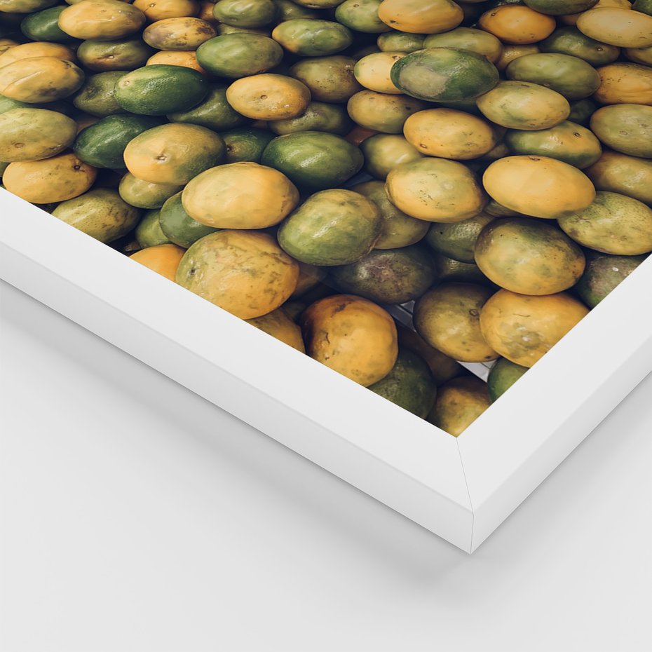 Zestaw obrazy w ramie 50x70 galeria - Cytryny, optymizm, typografia, napis - rama biała