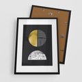 Plakat w ramie 50x70 - Złote Koła i Geometryczne Formy - grafika, modern - rama czarna