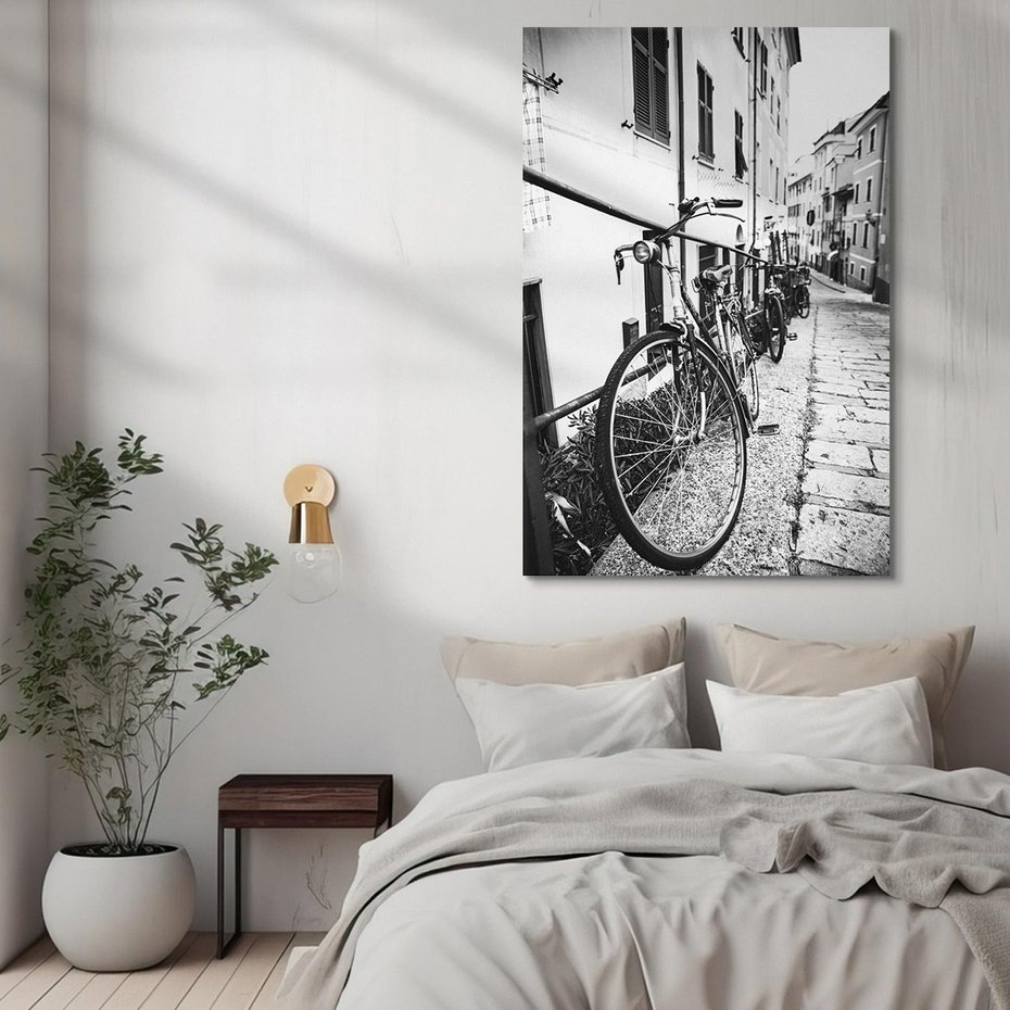 Obraz na płótnie 70x100 - Rower w Kontraście - rower, czarno