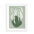 Plakat w ramie 50x70 - Zieleń Pulsującego Spokoju - zielona abstrakcja, zgaszona zieleń - rama biała