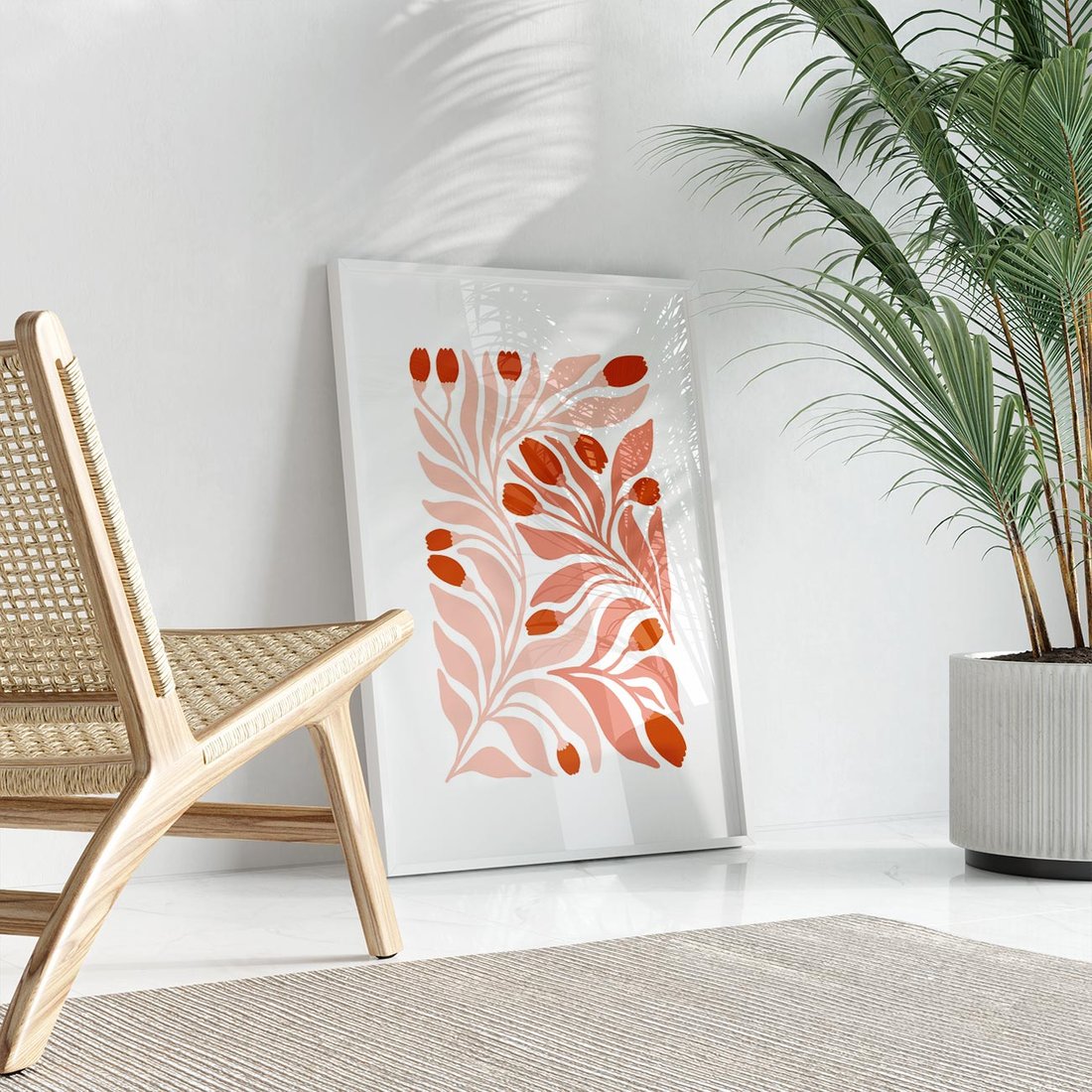 Plakat w ramie 40x50 - Nieskrępowane wyobraźnie kolorów - kwiaty, pastelowe kolory - rama biała