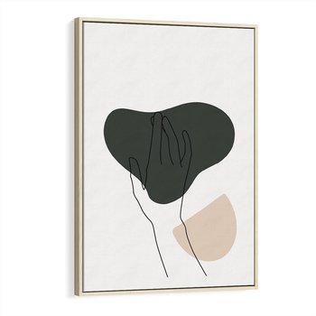 Obraz w ramie 80x120 - Bezczasowe Echo - szkic jedną linią, one line - rama drewno