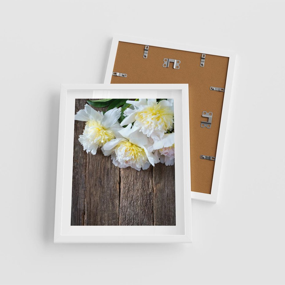 Plakat w ramie 40x50 - Relaksująca Harmonia - kwiaty, spa - rama biała