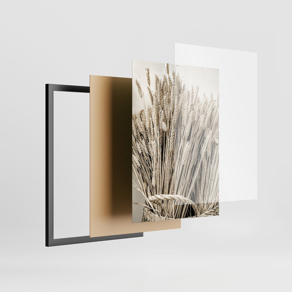 Zestaw obrazy w ramie 40x50 galeria - Sepia, krajobraz, wiejski, pole - rama czarna