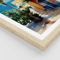 Plakat w ramie 30x40 - Spokój Miasta nad Morzem - akwarela, sródziemnomorski klimat - rama drewno