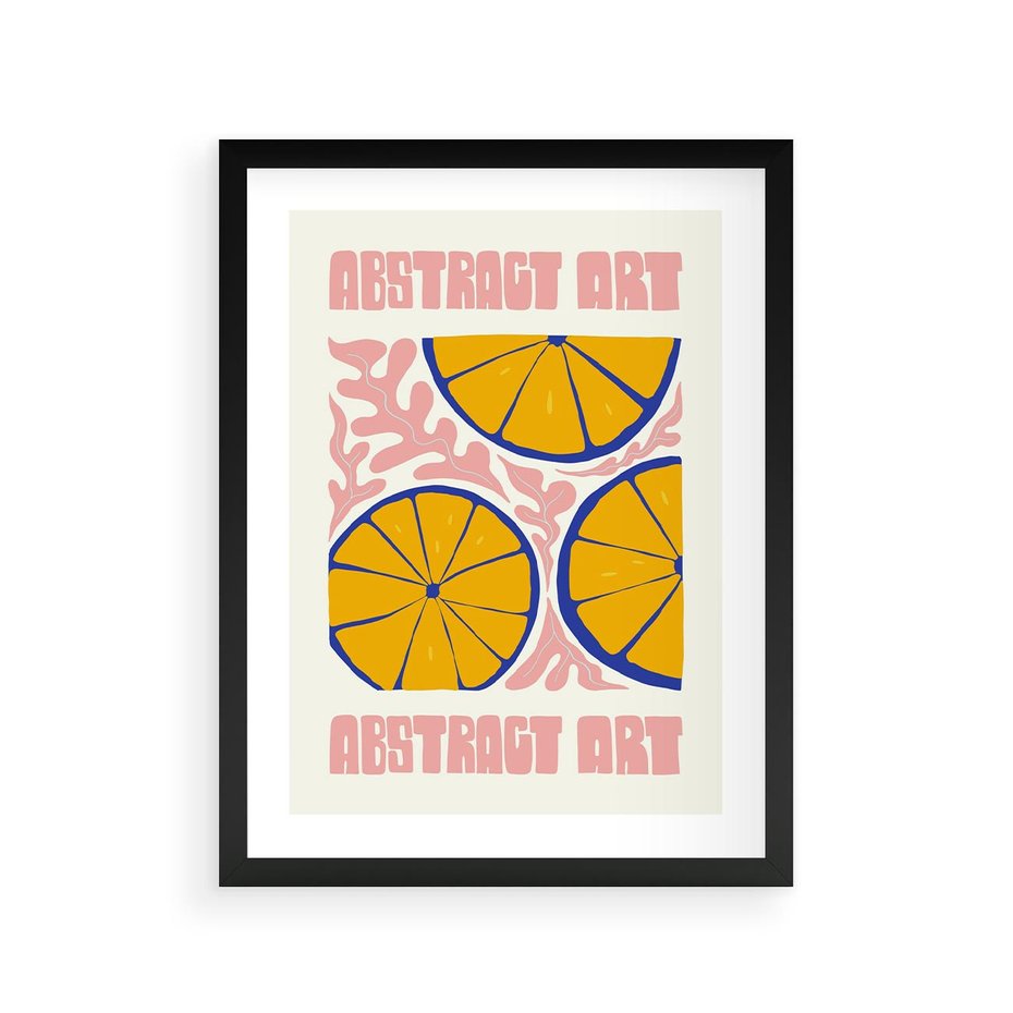 Plakat w ramie 30x40 - Podróżne Wizje - typografia, cytryny - rama czarna