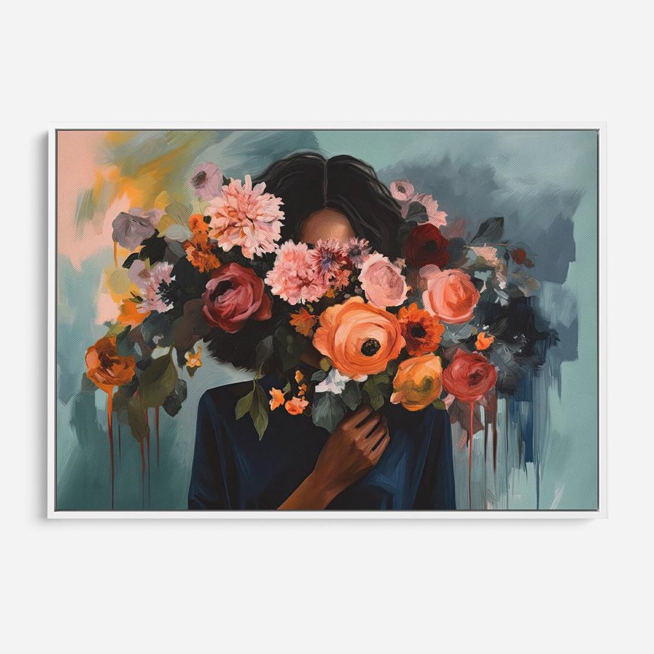 Obraz w ramie 70x50 - Ukryte Emocje - obraz, akwarela - rama biała