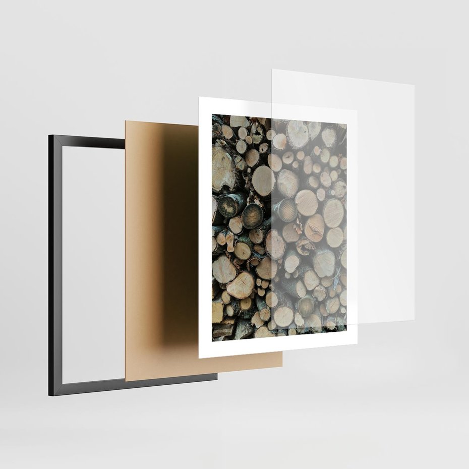 Plakat w ramie 40x50 - Bliskość Natury - drewno, las - rama czarna