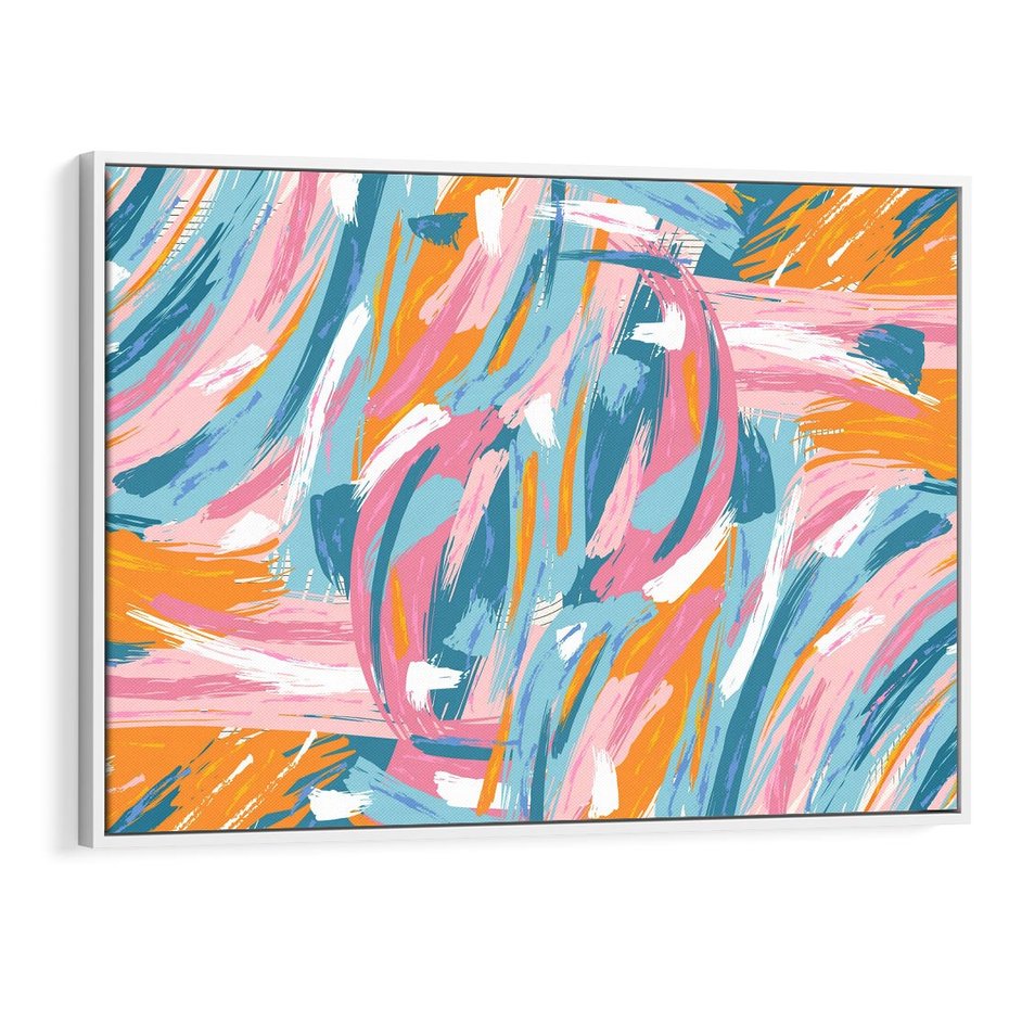 Obraz w ramie 70x50 - Refleksje w krainie abstrakcji - abstrakcja, energiczne pociągnięcia pędzla - rama biała
