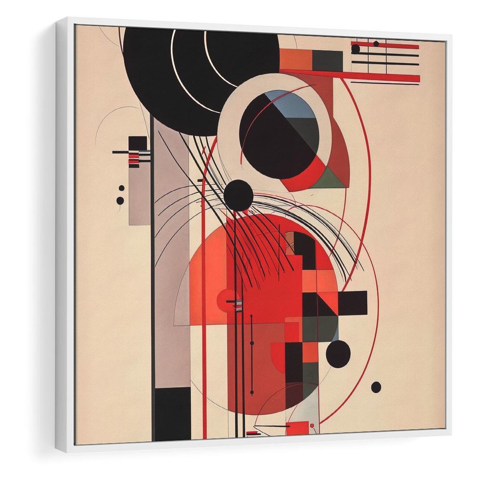Obraz w ramie 50x50 - Rozbijające Granice Dźwięku - modernistyczny obraz, styl bauhaus - rama biała