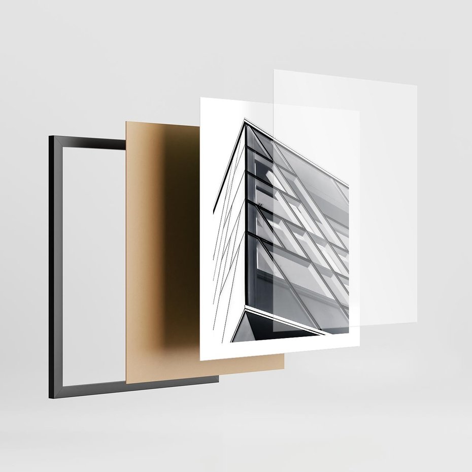 Plakat w ramie 40x50 - Architektura Przyszłości: Czarno-Białe Ujęcie - nowoczesna architektura, czarno białe zdjęcie - rama czarna